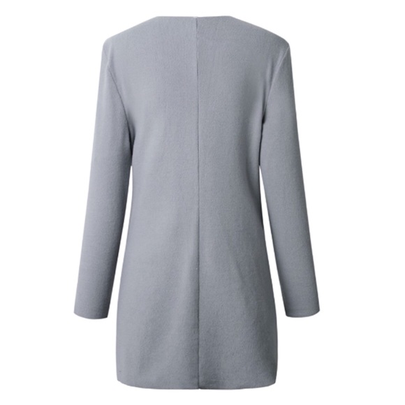 Fleece Tied Front Wrap Long Sleeve Sweater - Picture 5 of 5